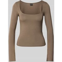 Gina Tricot Longsleeve mit Rundhalsausschnitt in Taupe, Größe XS von Gina Tricot