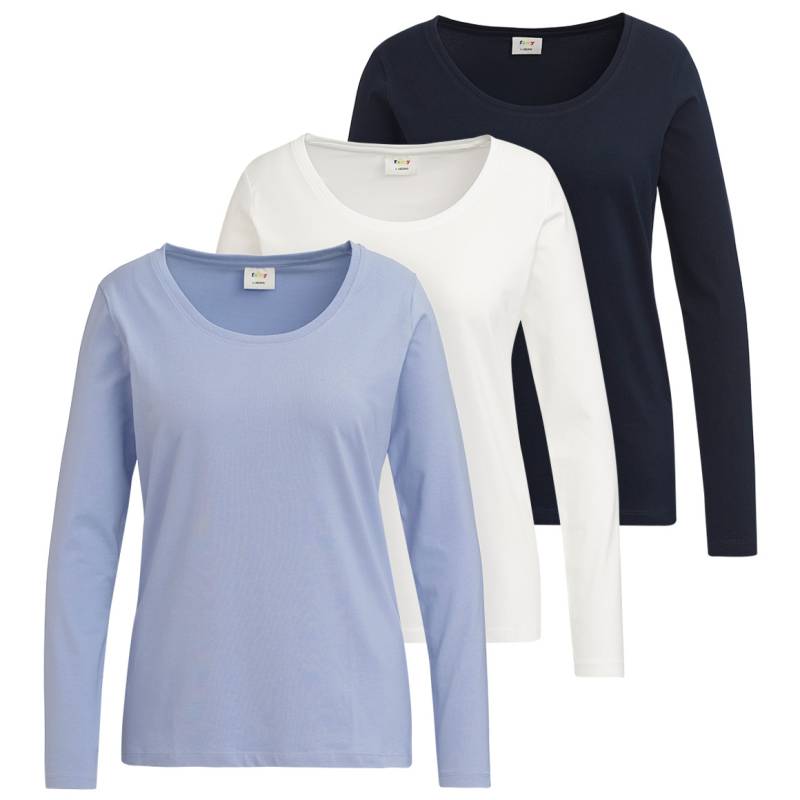 3 Damen Langarmshirts in Unifarben von Gina
