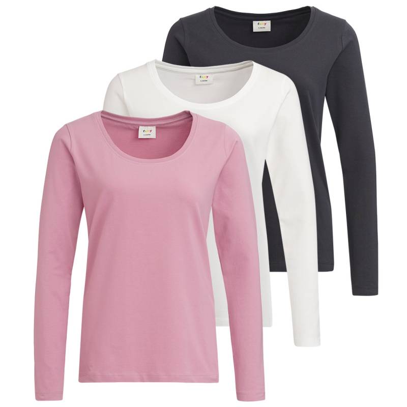 3 Damen Langarmshirts in Unifarben von Gina