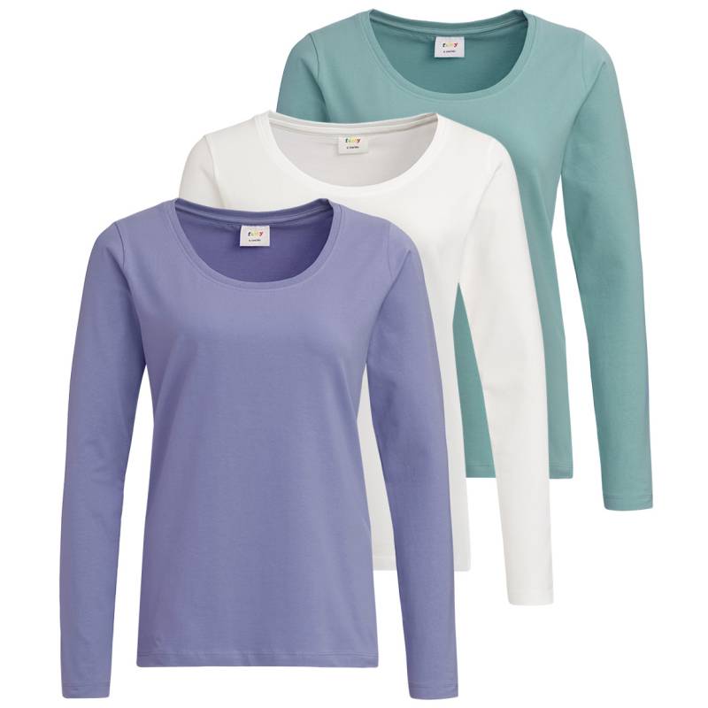 3 Damen Langarmshirts in Unifarben von Gina