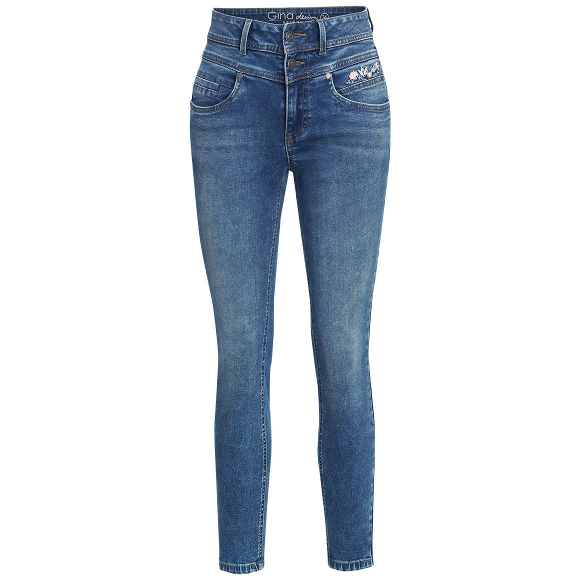 Damen Skinny-Jeans mit Used-Waschung von Gina