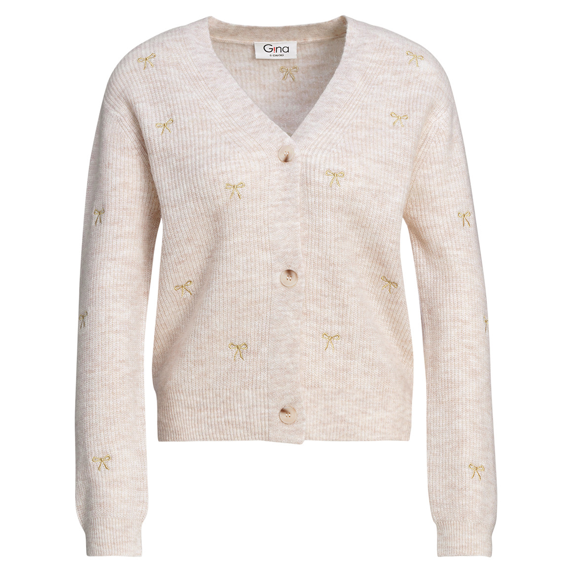 Damen Strickjacke mit Schleifen-Allover von Gina