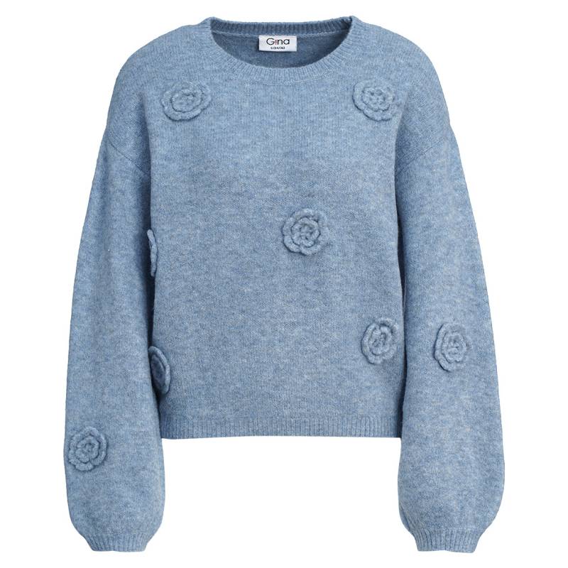 Damen Strickpullover mit Blumen-Applikation von Gina
