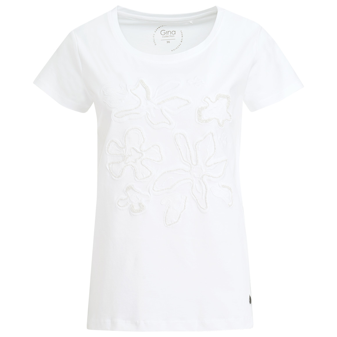 Damen T-Shirt mit Stickerei und Perlen von Gina