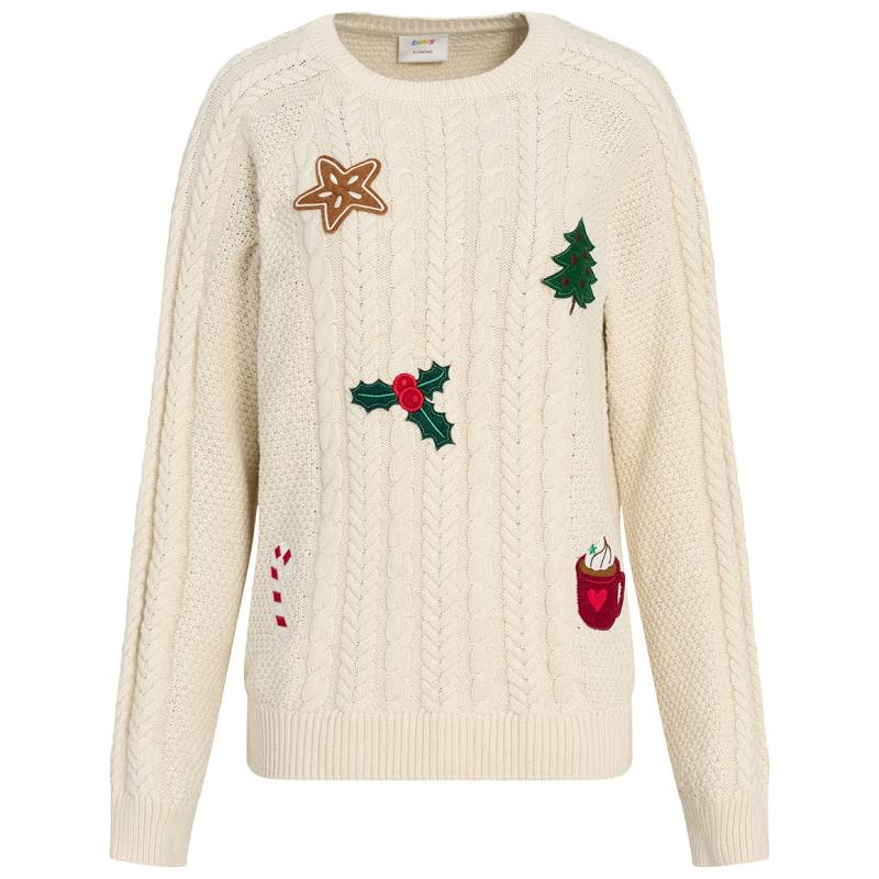 Damen Weihnachtspullover mit Zopfmuster von Gina