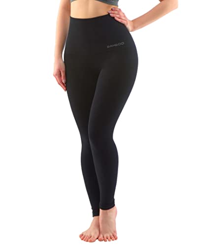 ecoBAMBOO Leggings Damen High Waist aus Bambus (Schwarz, L-XL) von ecoBAMBOO