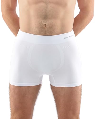 ecoBAMBOO Boxershorts Herren mit langem Bein aus Bambus Unterhosen Männer für Sport & Alltag (Weiß, M-L) von ecoBAMBOO