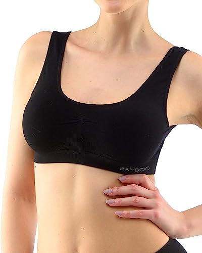 ecoBAMBOO Bustier Damen Top aus Bambus, Gepolsterter Sport BH Damen Ohne Bügel, mit leichtem Halt, für Yoga & Alltag (M-L, Schwarz) von ecoBAMBOO