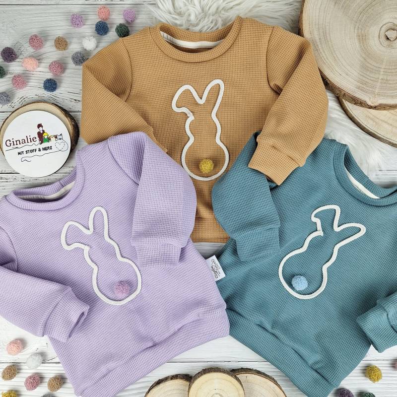 Gemütliche Osterhasen Pullover Aus Waffeljersey Mit Puschel Für Babys & Kinder - Niedliche Wärme Die Kleinen Pulli Kordel Ginalie von GinalieShop