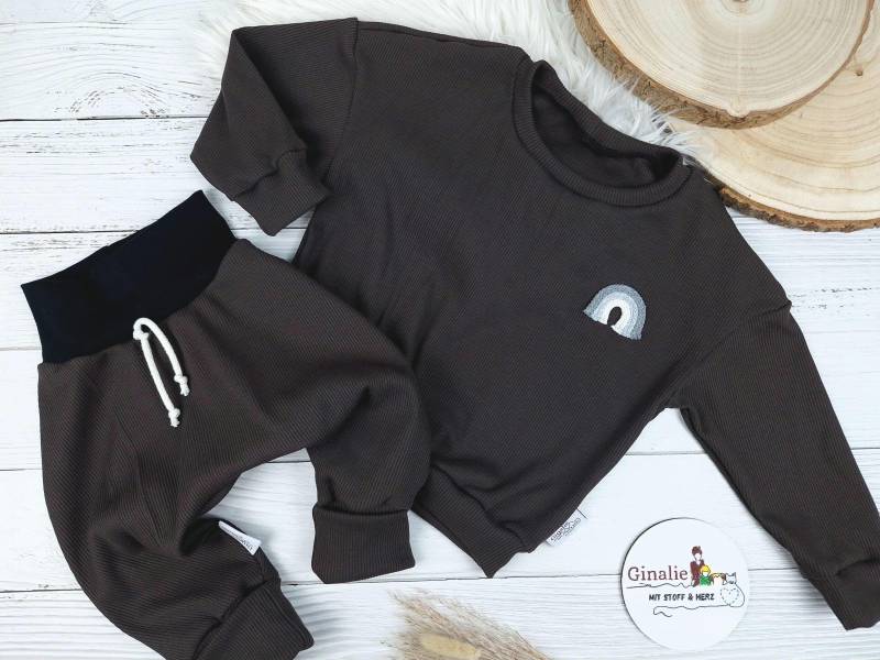 Oversize Set Mit Regenbogen Kordel Für Kids Pullover & Mitwachshose Handmade Kleidung Bis Größe 170 Geschenk Zur Geburt von GinalieShop