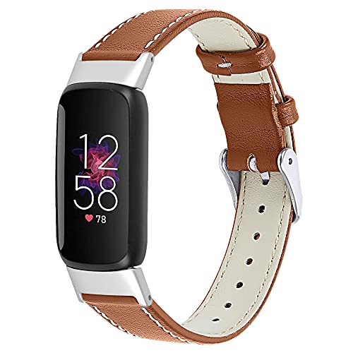 Ginamart Armband Kompatibel mit Fitbit Luxe, für Damen und Herren, echtes Leder Ersatzarmband für Luxus Aktivitätstracker, Leder von Ginamart