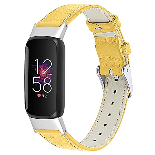 Ginamart Lederarmband, kompatibel mit Fitbit Luxe Armband, Damen und Herren, echtes Lederarmband, Ersatz-Uhrenarmband für Luxus-Fitness-Tracker, Leder von Ginamart