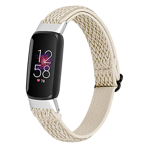 Ginamart Nylon-Armband, kompatibel mit Fitbit Luxe, verstellbar, weich, gewebt, sportlich, elastisch, dehnbar, Ersatzarmband für Damen und Herren, Small / Large, Nylon von Ginamart