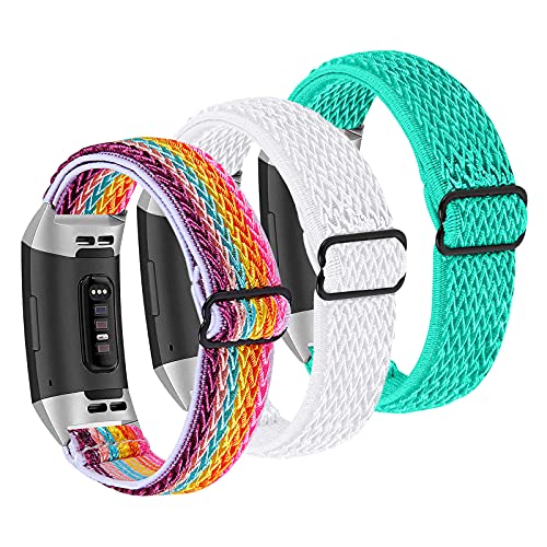 Ginamart Sportarmband kompatibel mit Fitbit Charge 4/Charge 3/Charge 3 SE Armband, weiches, atmungsaktives Nylongewebe, elastisches Ersatzarmband für Damen und Herren, Nylon von Ginamart