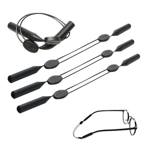 Ginddy Verstellbare Sportbrillenbänder aus Silikon,4er Pack Schwimmfähige Brillenketten für Herren und Damen, Elastische Brillenhalter bis 30 cm, Schwarz Ideal für Sport und Alltag Ginddy Verstellbare Sportbrillenbänder aus Silikon,4er Pack Schwimmfähige Brillenketten für Herren und Damen, Elastische Brillenhalter bis 30 cm, Schwarz Ideal für Sport und Alltag von Ginddy