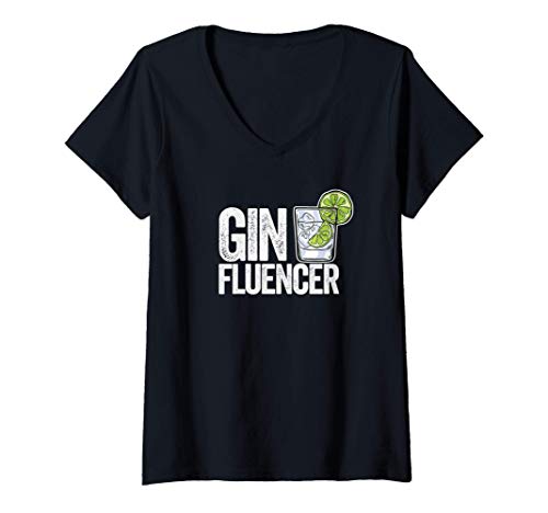 Damen Ginfluencer T-Shirt mit V-Ausschnitt Damen Ginfluencer T-Shirt mit V-Ausschnitt von Ginfluencer Cocktail Gin Design