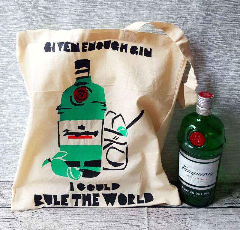 "Handbedruckte Tragetasche - "Given Enough Gin I Könnte Rule The World." von GingerDoodlesDesigns
