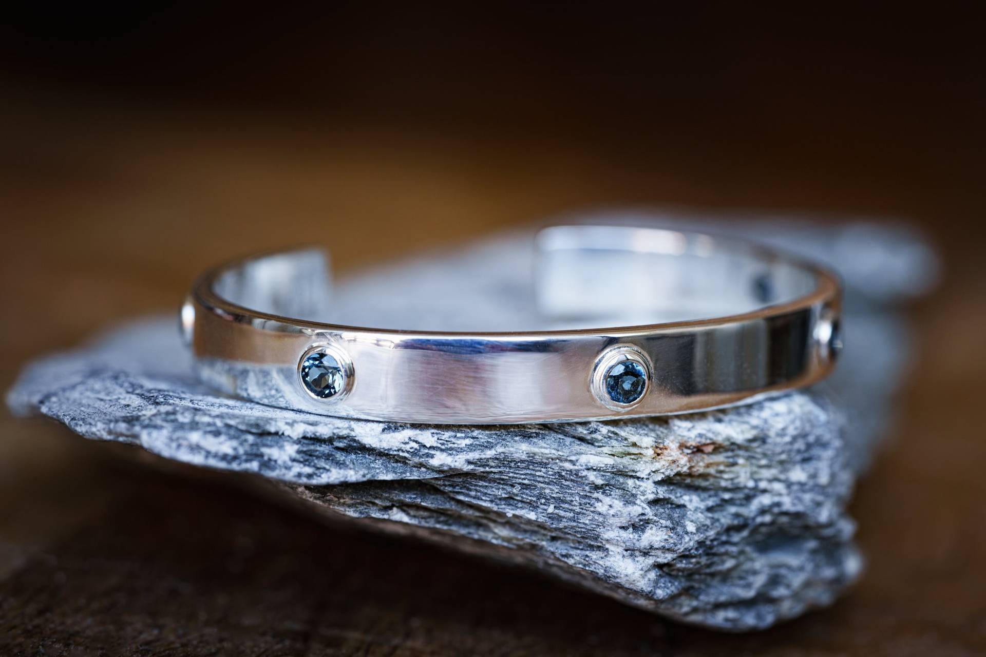 Armreif, Armspange 925Silber, Topas, Blau, Elegant, Pur, Minimalistisch von GingerSchmuck