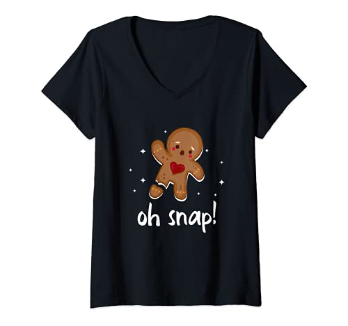 Damen Lebkuchenmann Oh Snap lustig niedlich Weihnachten T-Shirt mit V-Ausschnitt Damen Lebkuchenmann Oh Snap lustig niedlich Weihnachten T-Shirt mit V-Ausschnitt von Gingerbread Man Oh Snap Funny Christmas Design