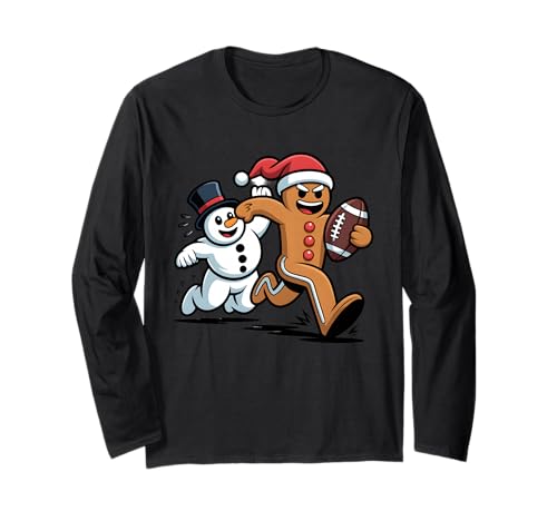 Weihnachten American Football Lebkuchenmann Schneemann Jungen Herren Langarmshirt Weihnachten American Football Lebkuchenmann Schneemann Jungen Herren Langarmshirt von Gingerbread Snowman Football Xmas