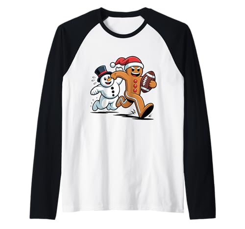 Weihnachten American Football Lebkuchenmann Schneemann Jungen Herren Raglan Weihnachten American Football Lebkuchenmann Schneemann Jungen Herren Raglan von Gingerbread Snowman Football Xmas
