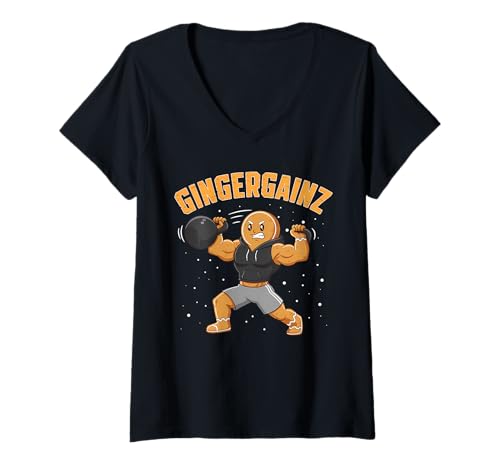 Damen Lebkuchen-Gewichtheben, Workout, Bodybuilding, Weihnachten T-Shirt mit V-Ausschnitt Damen Lebkuchen-Gewichtheben, Workout, Bodybuilding, Weihnachten T-Shirt mit V-Ausschnitt von Gingerbread Weightlifting Apparel