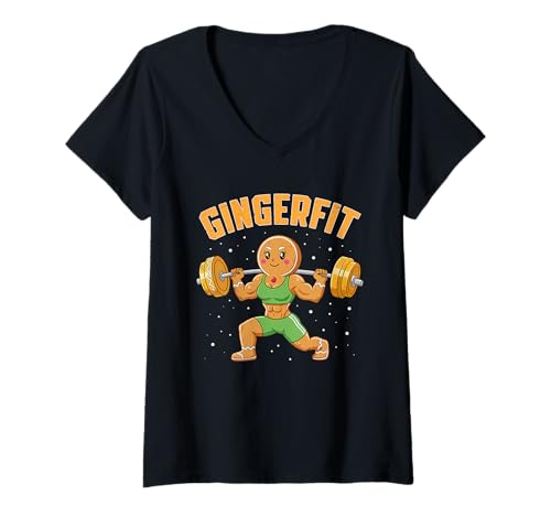 Damen Lebkuchen-Gewichtheben, Workout, Bodybuilding, Weihnachten T-Shirt mit V-Ausschnitt Damen Lebkuchen-Gewichtheben, Workout, Bodybuilding, Weihnachten T-Shirt mit V-Ausschnitt von Gingerbread Weightlifting Apparel