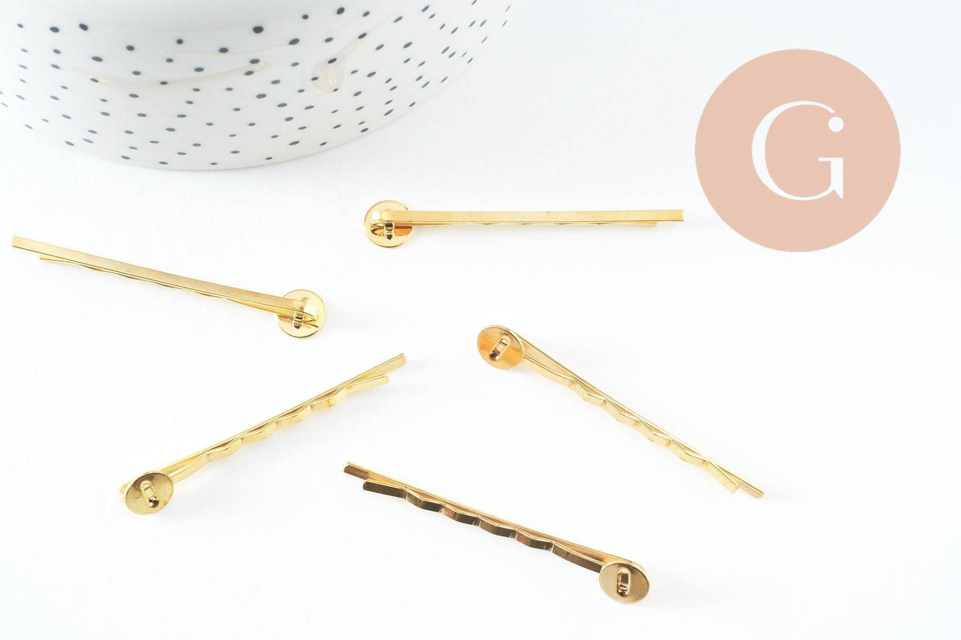 Haarspangenhalter Aus Goldenem Eisen Mit 50-mm-Tablett, 5 Stück | G1425 Haarspangenhalter Aus Goldenem Eisen Mit 50-mm-Tablett, 5 Stück | G1425 von Gingerlilyperles