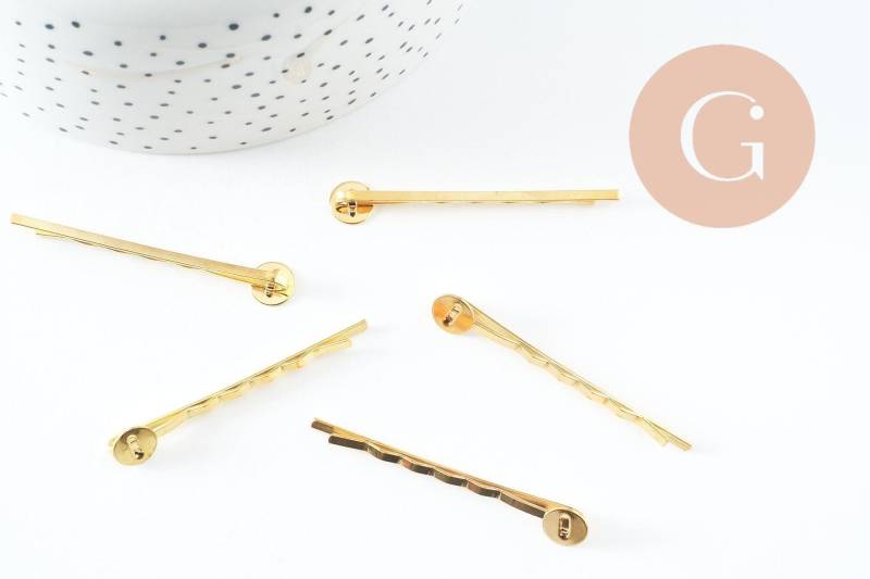 Haarspangenhalter Aus Goldenem Eisen Mit 50-mm-Tablett, 5 Stück | G1425 Haarspangenhalter Aus Goldenem Eisen Mit 50-mm-Tablett, 5 Stück | G1425 von Gingerlilyperles