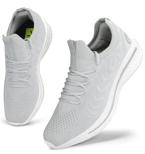 Giniros Laufschuhe Damen Schuhe Sportschuhe Turnschuhe Sneaker Running Tennis Walkingschuhe Straßenlaufschuhe Fitness Jogging Leichte Atmungsaktiv rutschfeste Freizeitschuhe Outdoor Lichtgrau 39EU von Giniros