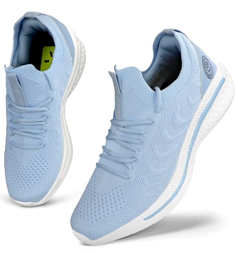 Giniros Laufschuhe Damen Sneaker Sportschuhe Turnschuhe Running Schuhe Tennis Walkingschuhe Straßenlaufschuhe Fitness Jogging Leichte Atmungsaktiv rutschfeste Freizeitschuhe Outdoor Gym Azurblau 39EU von Giniros