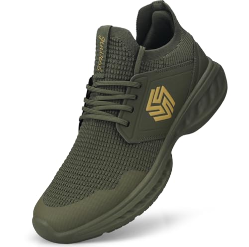 Giniros Sneaker Damen Schuhe Sportschuhe Laufschuhe Turnschuhe Damen Rutschfeste Leichte Fitness Jogging Walkingschuhe Atmungsaktiv Straßenlauf Schlüpfen Schuhe Freizeitschuhe für Damen Armeegrün 39EU von Giniros