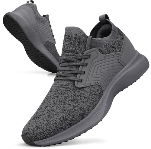Giniros Sneaker Herren Schuhe Sportschuhe Turnschuhe Laufschuhe Freizeit Walkingschuhe Straßenlaufschuhe Tennis Fitness Jogging Leichtgewichts Atmungsaktiv Casual Schuhe Grau 41 EU von Giniros