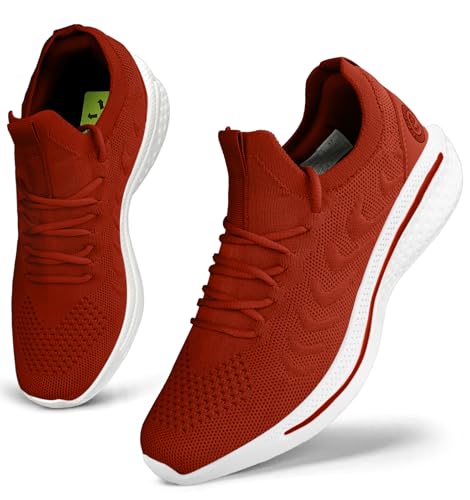 Giniros Sportschuhe Damen Turnschuhe Laufschuhe Running Tennis Walkingschuhe Straßenlaufschuhe Sneaker Fitness Jogging Leichte Atmungsaktiv rutschfeste Freizeitschuhe Outdoor Gym Schwarz Rot 36 EU von Giniros