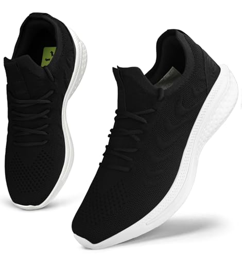 Giniros Sportschuhe Damen Turnschuhe Laufschuhe Running Tennis Walkingschuhe Straßenlaufschuhe Sneaker Fitness Jogging Leichte Atmungsaktiv rutschfeste Freizeitschuhe Outdoor Gym Schwarz Weiß 38EU von Giniros