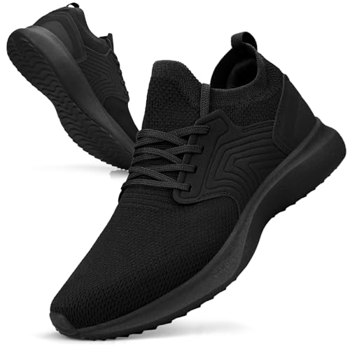 Giniros Sportschuhe Herren Turnschuhe Laufschuhe Sneaker Herren Schuhe Freizeit Walkingschuhe Straßenlaufschuhe Tennis Fitness Jogging Leichtgewichts Atmungsaktiv Schlüpfen Casual Schuhe Schwarz 42EU von Giniros