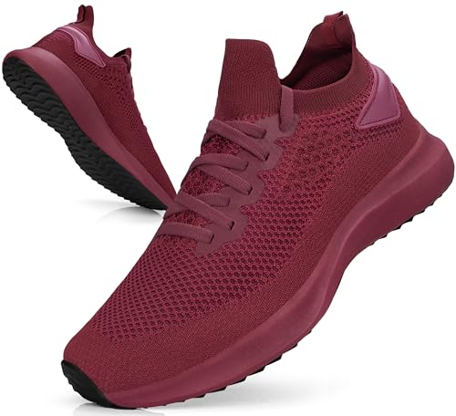 Giniros Sportschuhe Turnschuhe Sneaker Laufschuhe Herren Schuhe Walkingschuhe Straßenlaufschuhe Leichtgewichts Atmungsaktiv Tennis Fitness Jogging Rot 45EU von Giniros