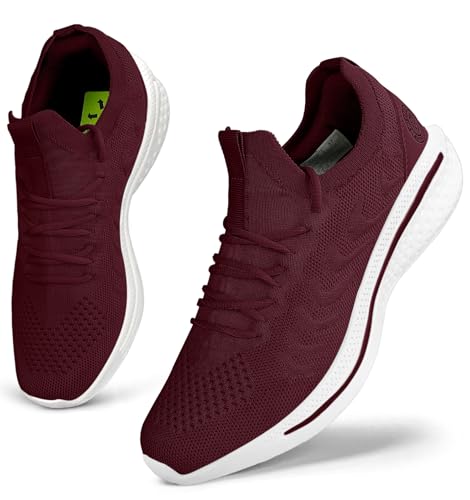 Giniros Turnschuhe Damen Laufschuhe Sportschuhe Running Tennis Walkingschuhe Straßenlaufschuhe Sneaker Fitness Jogging Leichte Atmungsaktiv rutschfeste Freizeitschuhe Outdoor Weinrot 37EU von Giniros
