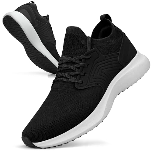 Giniros Turnschuhe Laufschuhe Herren Sportschuhe Sneaker Herren Schuhe Freizeit Walkingschuhe Straßenlaufschuhe Tennis Fitness Jogging Leicht Atmungsaktiv Schlüpfen Casual Schuhe new Schwarz Weiß 42EU von Giniros