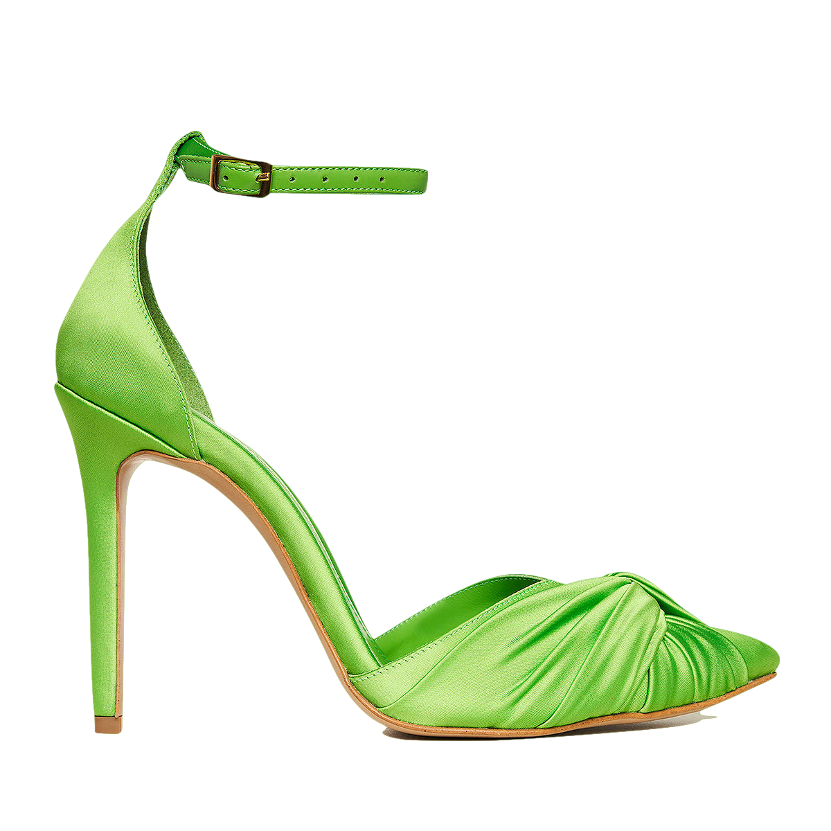 Ana Fluo Green Satin Slingbacks von Ginissima