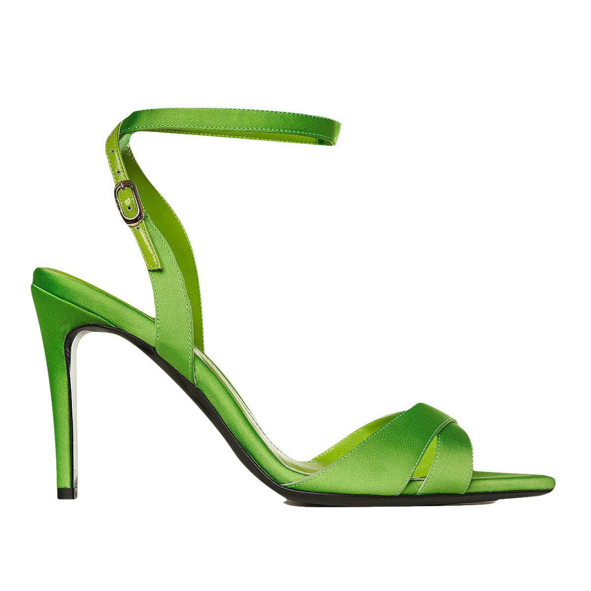 Thea Grass Green Satin Sandals von Ginissima
