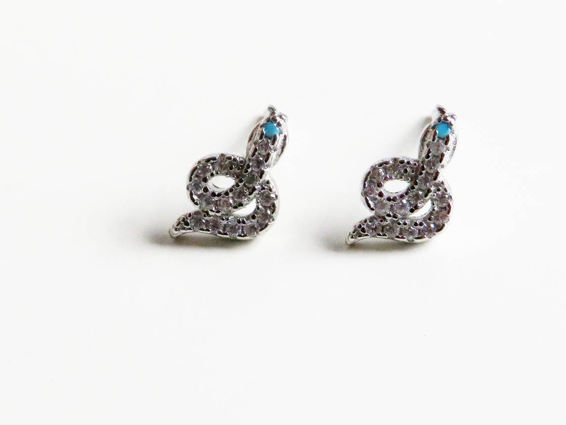 Schlangenförmige Silber 925 Ohrringe Mit Zirkone von GiniusaShop