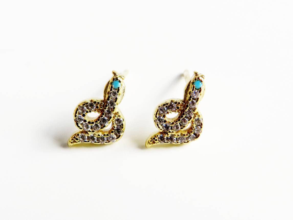 Schlangenförmiges Gold 925 Silber Ohrringe von GiniusaShop