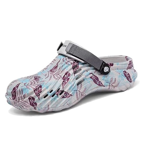 Ginjang Herren Clogs Gartenschuhe Sommer Atmungsaktiv Leicht Waschbar rutschfest Outdoor Hausschuhe mit Verstellbarem Fersenriemen Bequem Freizeitschuhe Grau-40 von Ginjang