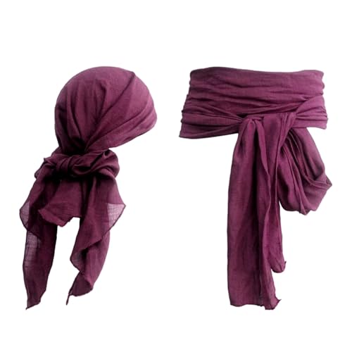 Ginkago 2PCS Mittelalter Piratenkostüm Zubehör Set Damen Herren Piraten Verkleidung Accessories (Burgunderrot) von Ginkago
