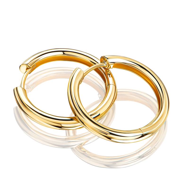 1 Paar Runde Creolen Silber Vergoldet - Aus 925 Silber, 23 Mm Durchmesser, Handgefertigt in Deutschland Mit 750Er Vergoldung, 3 Breit von GinkgoSchmuckundmehr