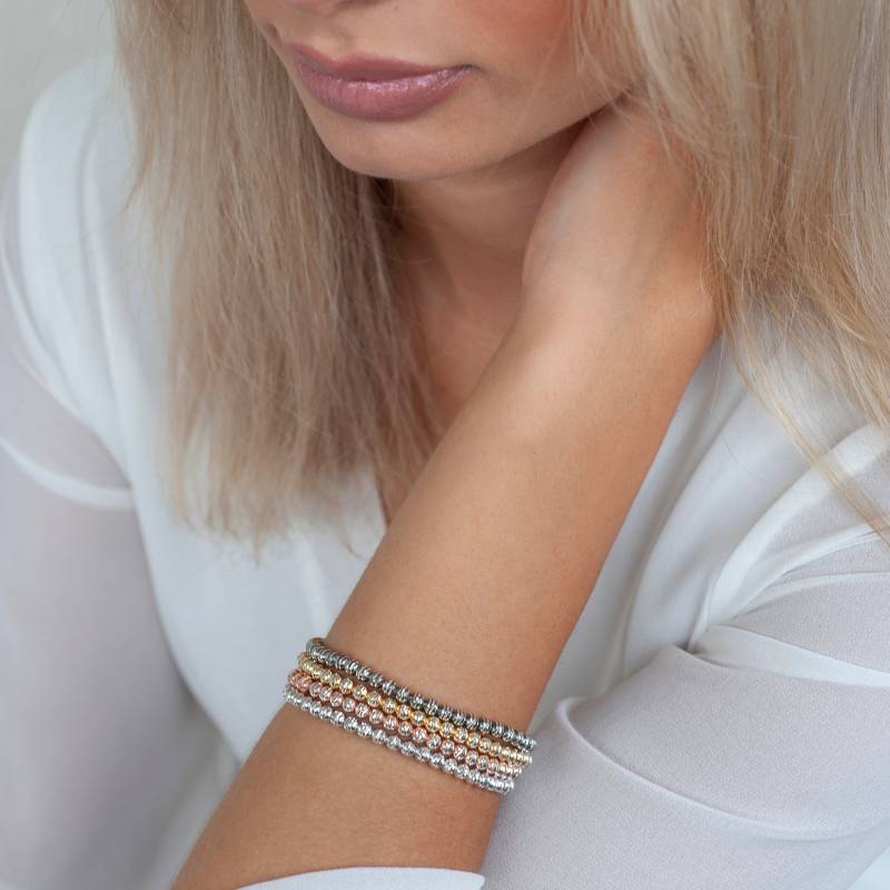 Armband "Sparkle" - Flexibel Aus Glitzerkugeln in 925 Silber Black von GinkgoSchmuckundmehr