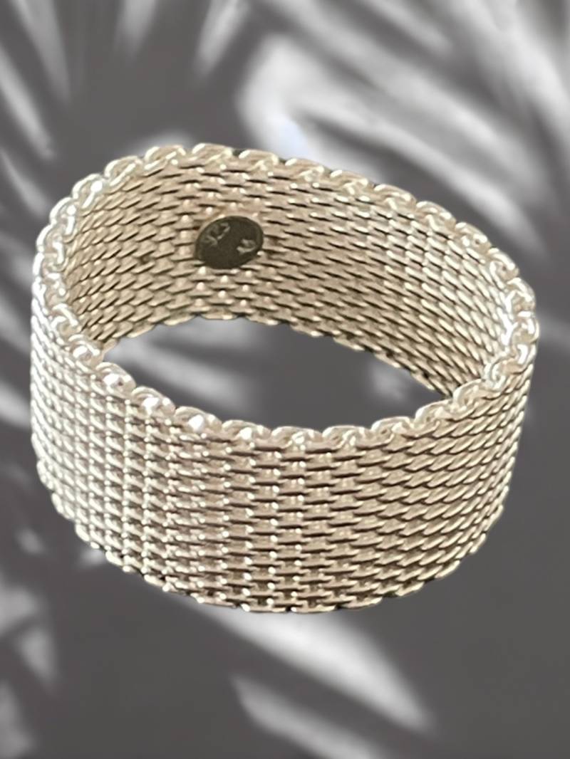 Breiter Silber Mesh-Ring "Milanaise" Handgefertigt in 925 Silber, 10 Mm Breite von GinkgoSchmuckundmehr