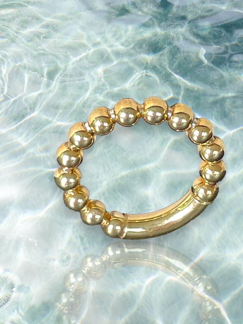 Dehnbarer Mehrfach Vergoldeter 925 Silber Ring Mit Kugel-Design von GinkgoSchmuckundmehr