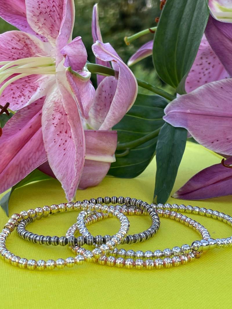 Dehnbares Funkel Armband "Sparkle" - Flexibel Aus 925 Silber-Perlen, Verschiedene Längen U. Farben, Elegant & Perfektes Geschenk Zum Sammeln von GinkgoSchmuckundmehr